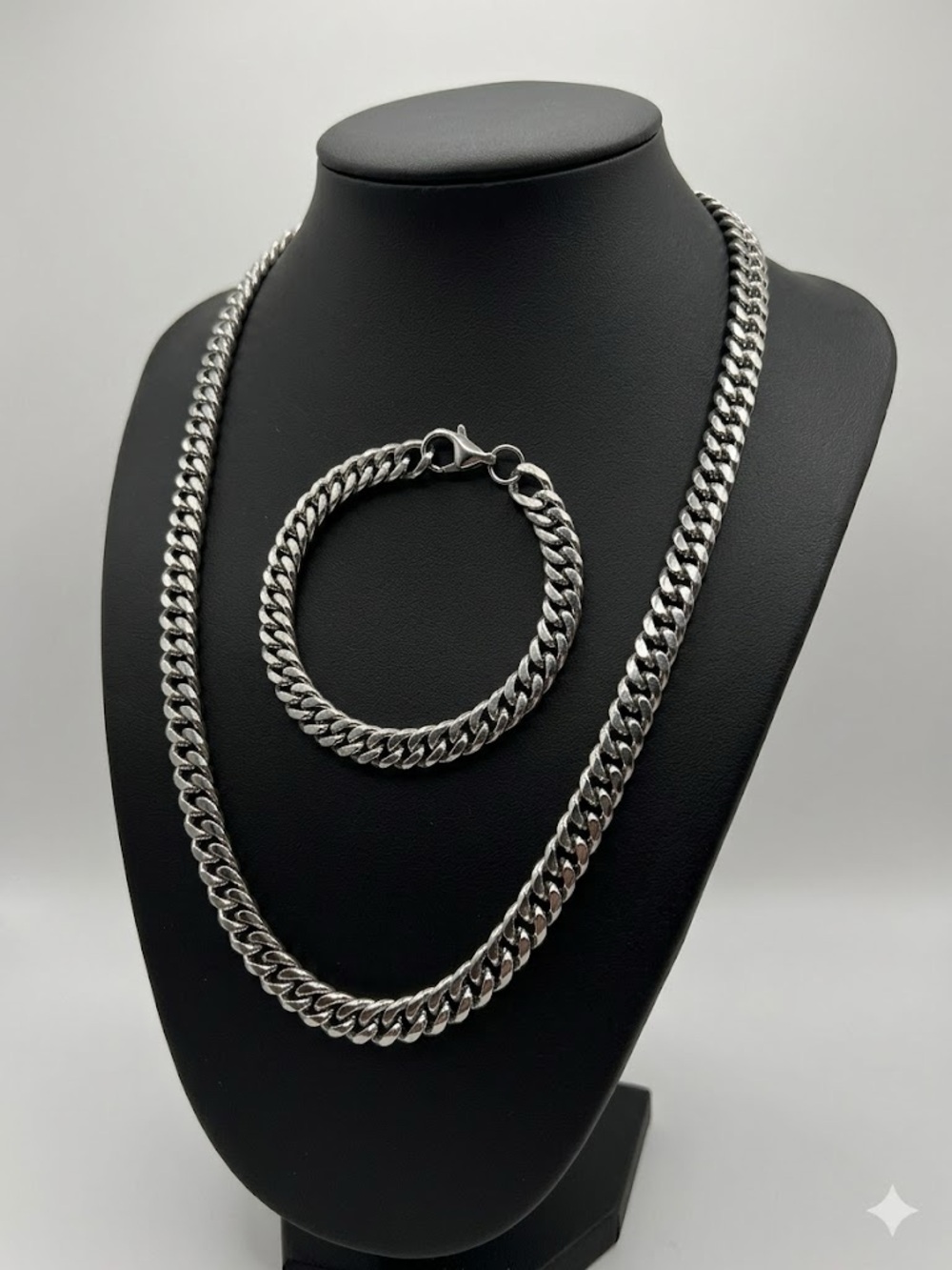 New 2 Pack | Men's Stainless Steel Curb Chain Set - Picture 1 of 2